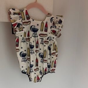 Pink Chicken White BBQ Print One Piece